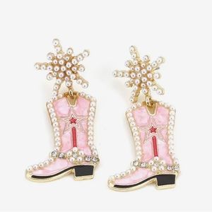 Pink Cowboy boot earrings